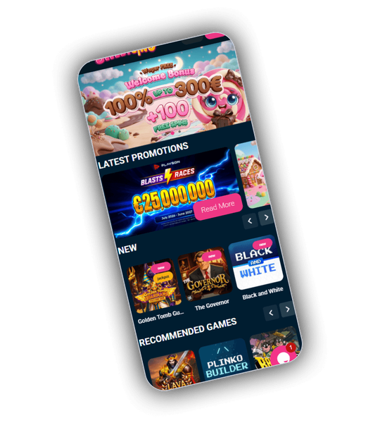 Sweetsino casino lobby with featured slots and welcome bonus banner